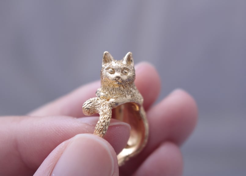 【自作】デザインリング 猫 17号【サイズ調整承ります】 自作】デザインリング 猫 17号【サイズ調整承ります】 指輪・リング