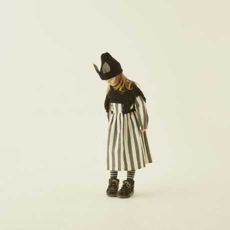 【eLfinFolk】Cotton linen Wide stripe Dress(サイズ110、120、130）