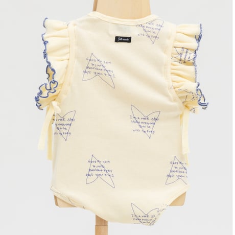 【folkmade】heart song jersey rompers（ivory×blue/サイズ80）