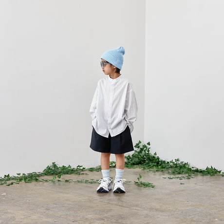 last one！サイズ110【MOUN TEN.】organic stripe no collar shirt(サイズ110、125、140、サイズ０）