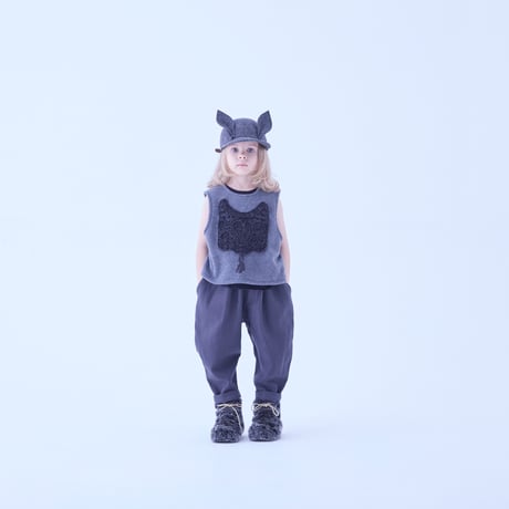 last one！サイズ125【eLfinFolk】 Cord Embroidery Sleeveless Tops　（gray・サイズ95，110、125）