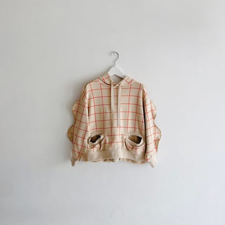 【frankygrow】ORG.PT PLAID 2HOLE HOODIE(ベージュ/サイズL、LL)