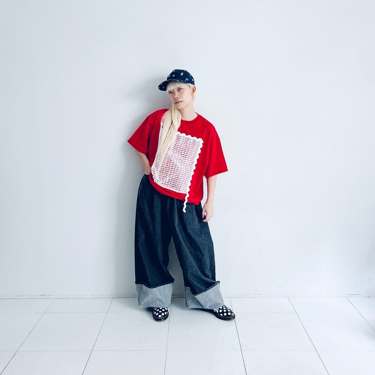 franky grow】 WIDE MACCKIN DENIM PANTS （サイズF2)