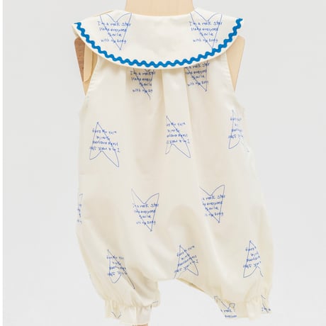 【folkmade】heart song rompers（ivory×blue/サイズ80）