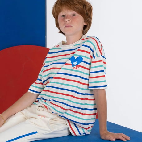 【BONMOT】T-shirts multicolor stripes（サイズ2-3Y、4-5Y、6-7Y、8-9Y、10-11Y)