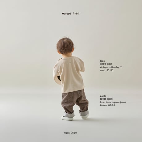 【MOUN TEN.】front tuck organic jeans(for baby)(サイズ65-80・80-95）