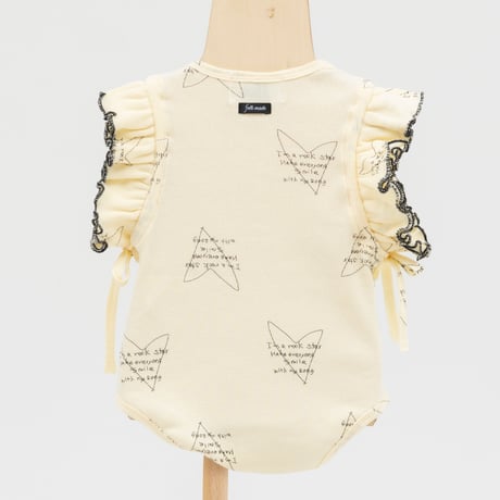 【folkmade】heart song jersey rompers（ivory×black/サイズ80）