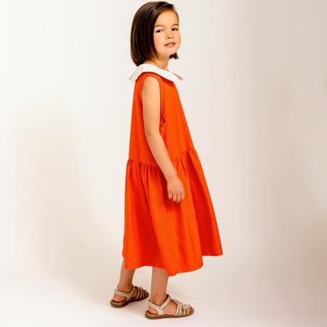 【KoQueLiKo】Hena one-piece（orange stripe/サイズS、M、L、T)