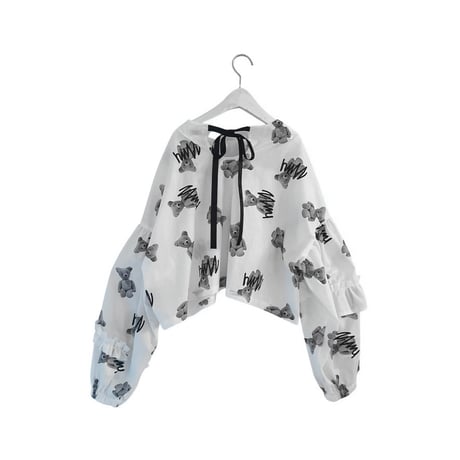 【frankygrow】GRAFFITIED BEAR FRILL SLEEVES PO(サイズL、LL)