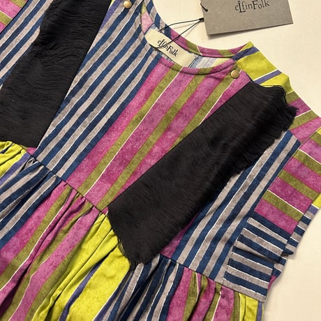 【eLfinFolk】Multi stripe Dress(サイズ100-130)