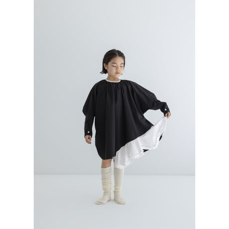 【folkmade】 Flare wide dress (ブラック×ホワイト/サイズS、M、L、LL、F)