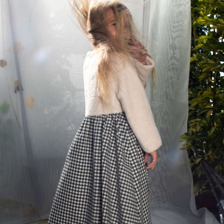 last one!サイズ3-４Y【POPELIN】Ragian sleeve gingham dress