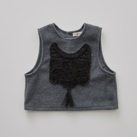 last one！サイズ125【eLfinFolk】 Cord Embroidery Sleeveless Tops　（gray・サイズ95，110、125）