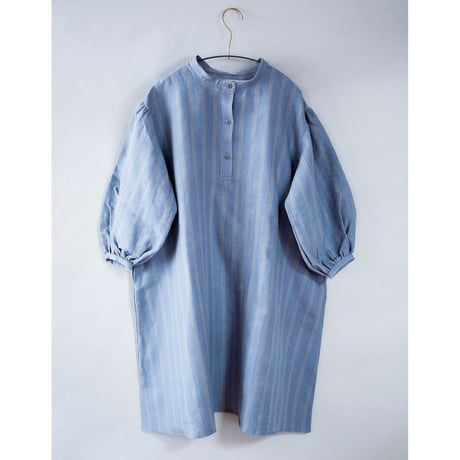 【michirico】 Stripe linen OP（サイズL、XL、XXL)