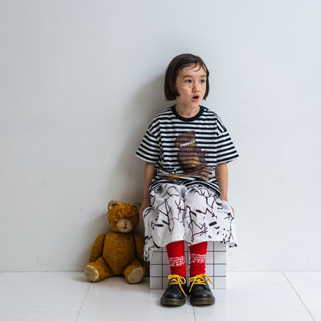 last one！サイズＬ【frankygrow】POP BEAR DOCKING TEE(アイボリー/サイズL、LL)