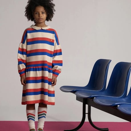 【BONMOT】Short dress allover bistripe（サイズ4-5Y、6-7Y、8-9Y、10-11Y)