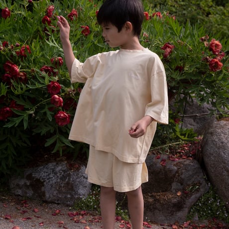 【Façade】 Bato(wide SS Tee) (Butter/サイズ2/3Y・3/4Y・4/6Y・6/8Y・8/10Y )