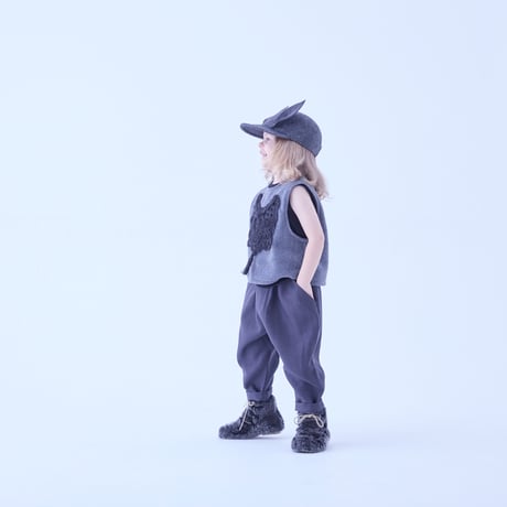 last one！サイズ125【eLfinFolk】 Cord Embroidery Sleeveless Tops　（gray・サイズ95，110、125）