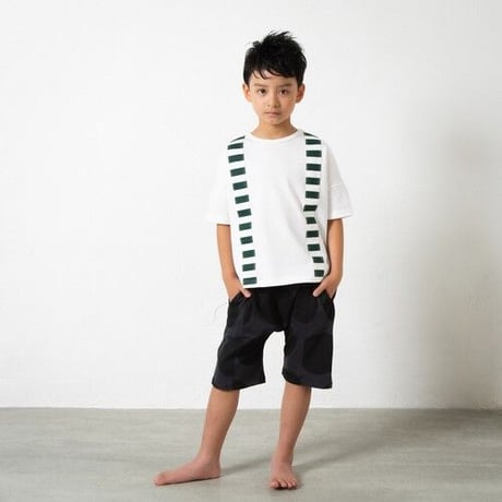 last One！【pilkku】ストライプ　サスペンダーカットソー　サイズS(100-110㎝）