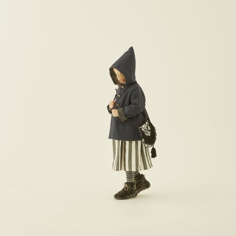 【eLfinFolk】Cotton linen Wide stripe Dress(サイズ110、120、130）