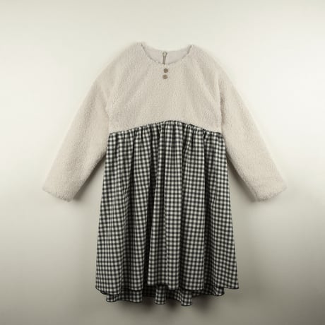 last one!サイズ3-４Y【POPELIN】Ragian sleeve gingham dress