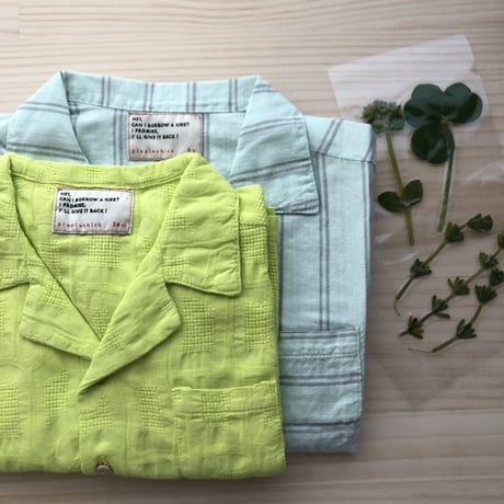 last one！サイズ24M【piupiuchick】Hawaiian shirt  greenwater & grey （サイズ２４M）