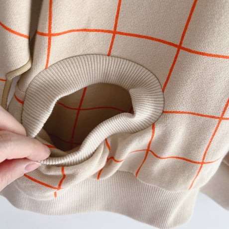 【frankygrow】ORG.PT PLAID 2HOLE HOODIE(ベージュ/サイズL、LL)