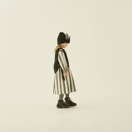 【eLfinFolk】Cotton linen Wide stripe Dress(サイズ110、120、130）