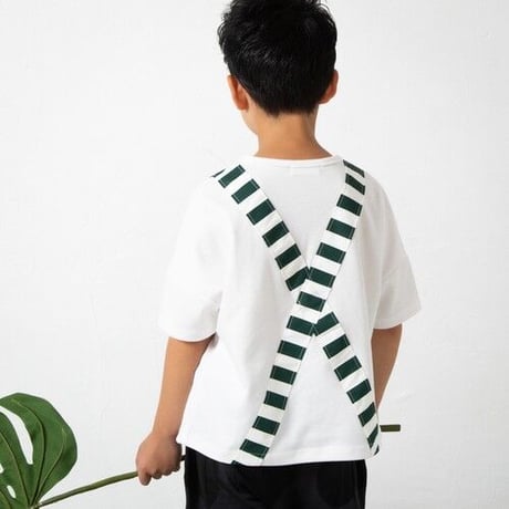 last One！【pilkku】ストライプ　サスペンダーカットソー　サイズS(100-110㎝）