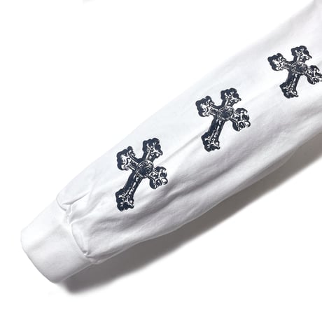 Cross Print L\S Tee(WHITE)