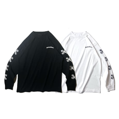 Cross Print L\S Tee(BLACK)