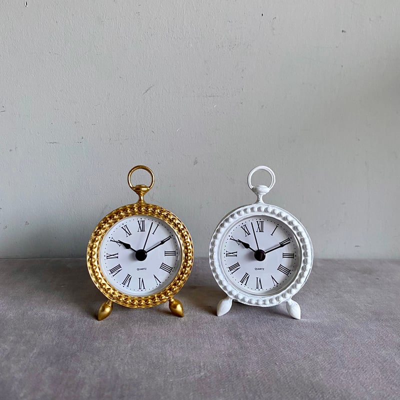 ピューター ミニ スタンド クロック WH/GD | Velvety