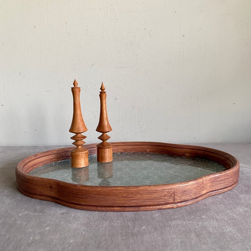 木製リム＆レトロガラス トレイ | Velvety