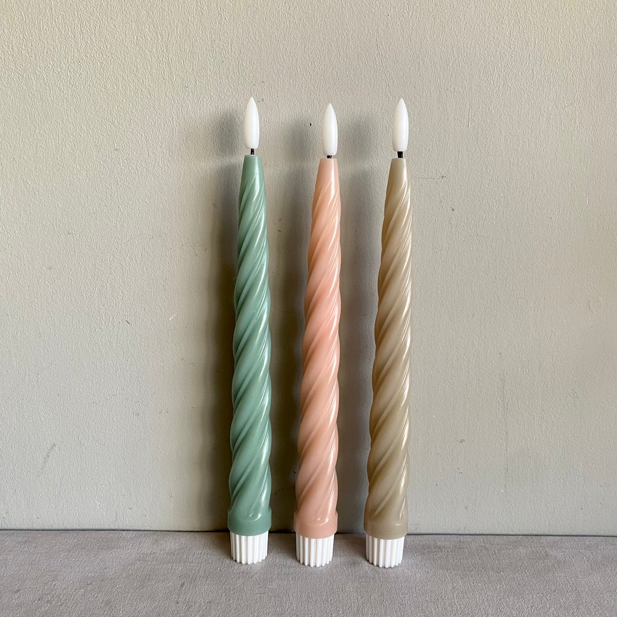 LED スウィール テーパーキャンドル 2ｺset GY/PK/OL | Velvety