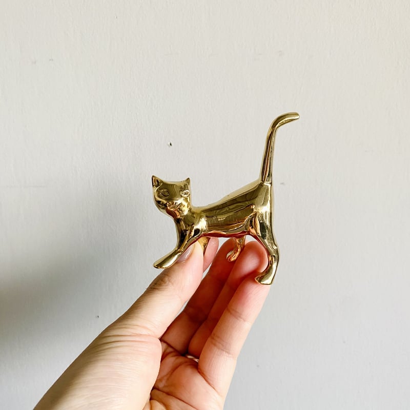 猫の置物 手のひらサイズ 錫製品 ミニ ペーパーウェイト 手のひら