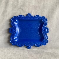 ブルー ダマスク デコレーション トレイ
