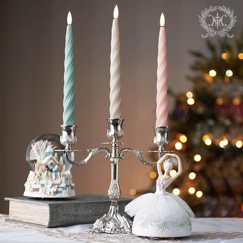 LED スウィール テーパーキャンドル 2ｺset GY/PK/OL | Velvety