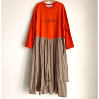 Remake T-shirt Long Dress(Brown/Border)