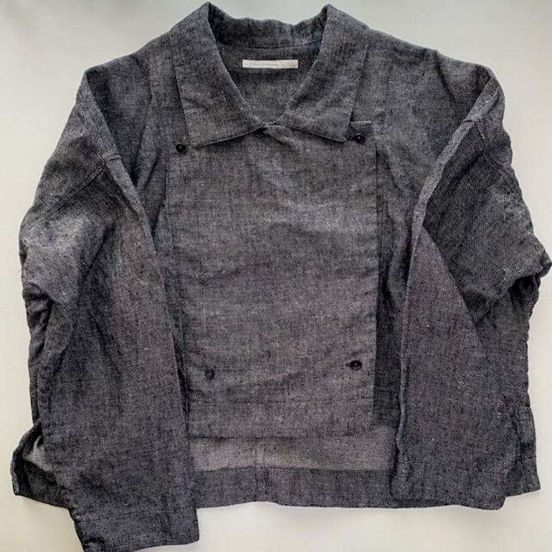 LINEN DENIM open collared jacket 【miho umezawa】