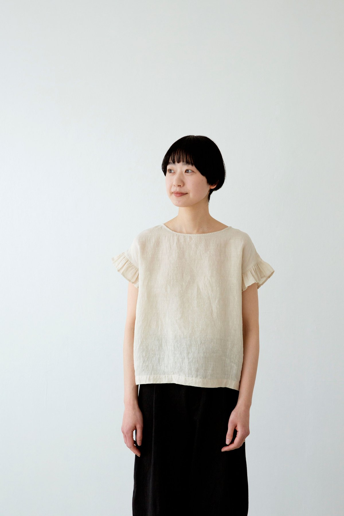 【miho umezawa】 SUN DRY LINEN frill sleeve blouse