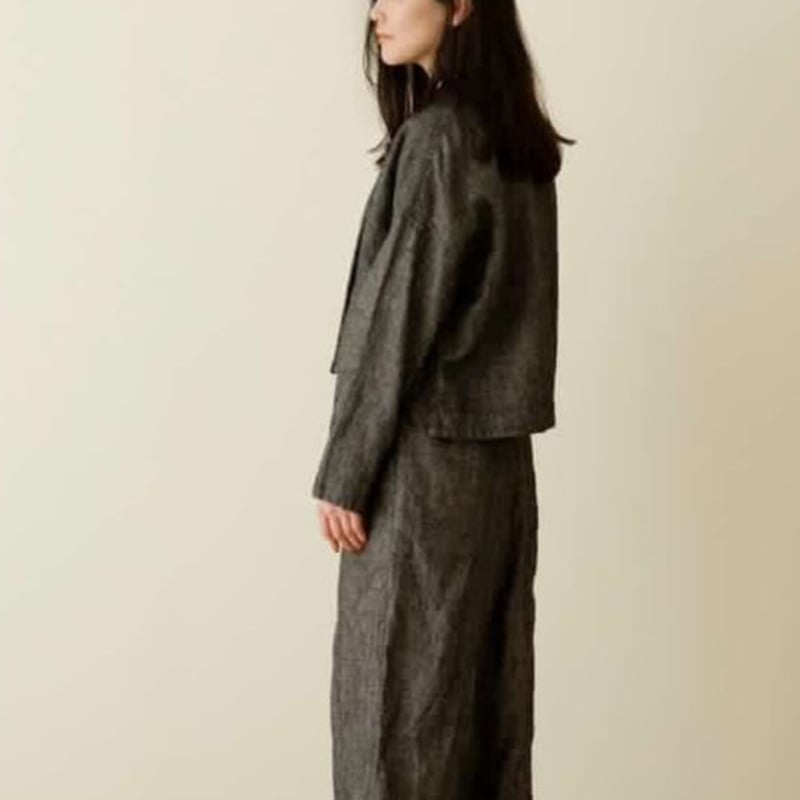 LINEN DENIM open collared jacket 【miho umezawa】...