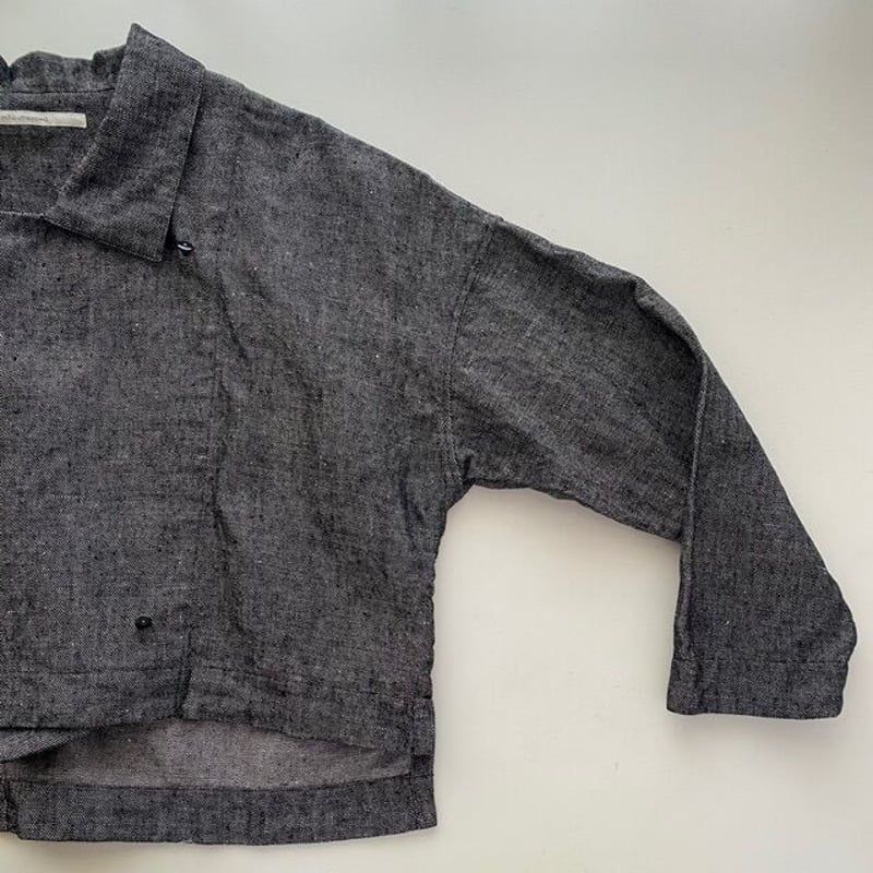 LINEN DENIM open collared jacket 【miho umezawa】