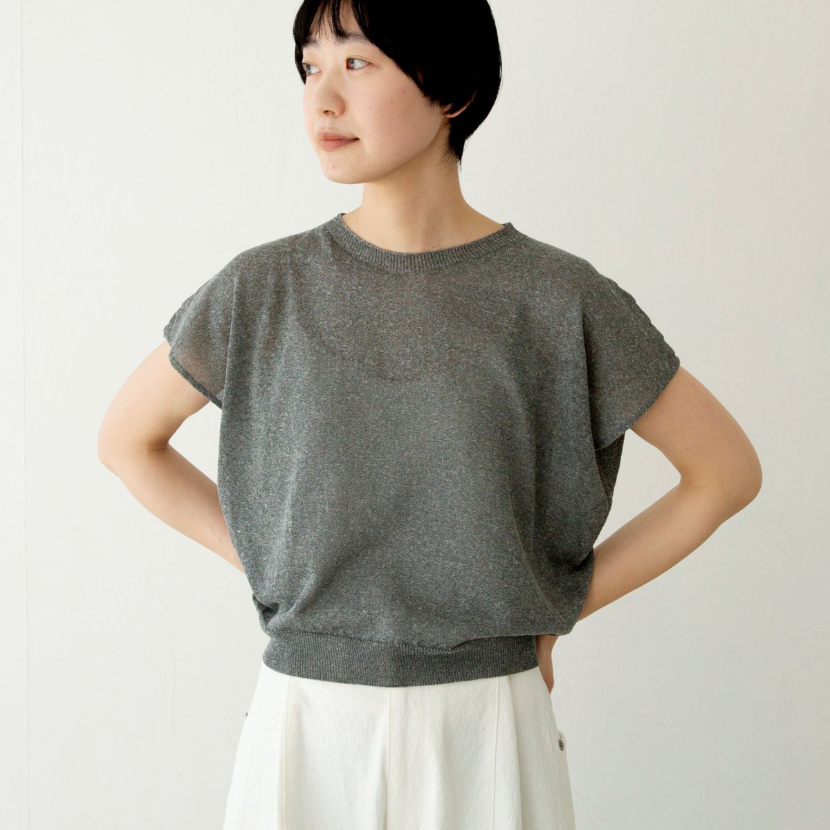 【極美品✨】Deuxieme Classe off shoulderプルオーバー Long Sleeves Elastic Off-Shoulder Top NAVY*