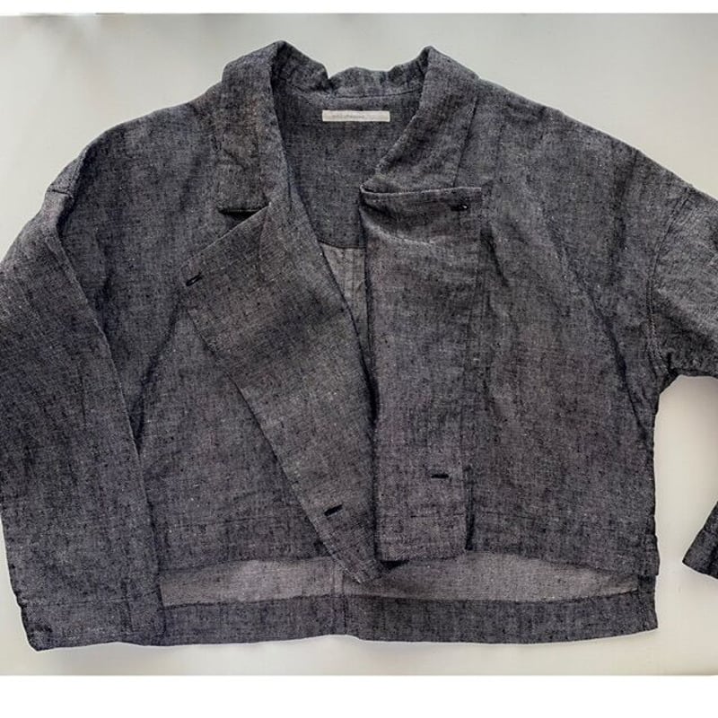 LINEN DENIM open collared jacket 【miho umezawa】