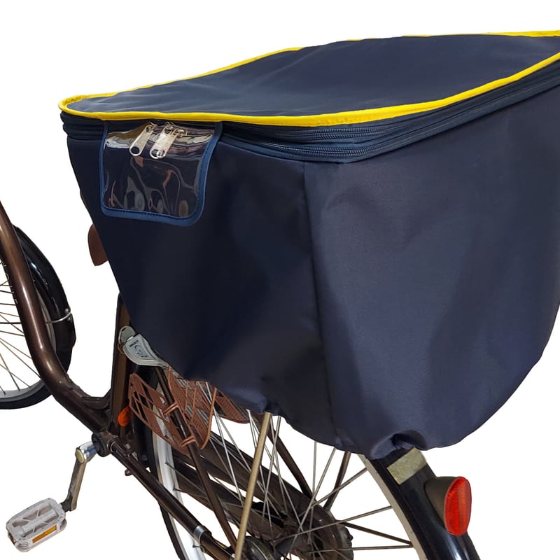 自転車 かごカバー 後ろ用 27リットル 2段式 強撥水 防水生地 よこ開き