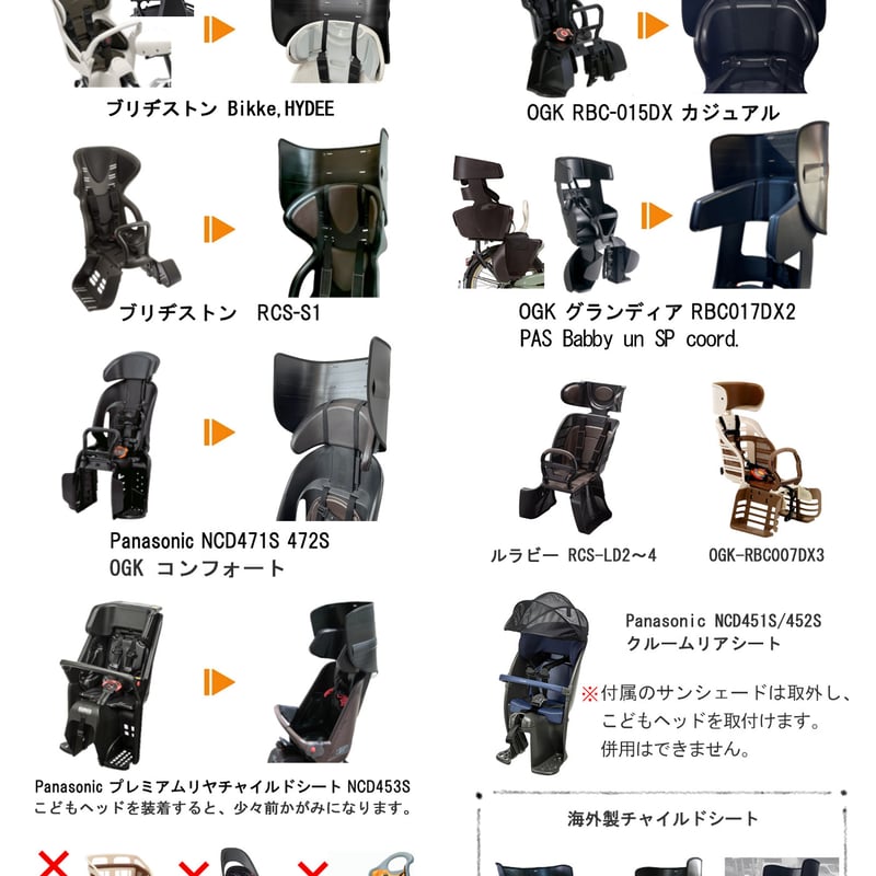 自転車 子供乗せ チャイルドシート 後ろ用 アタッチメント