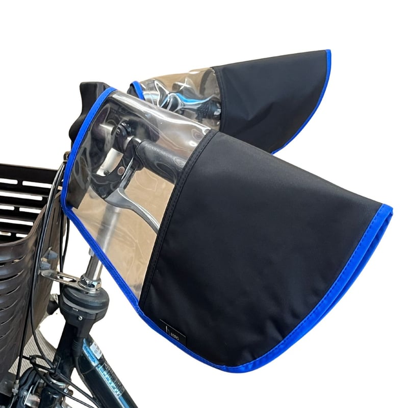 自転車 ハンドルカバー ブラック×フチカラー 冬用 裏起毛 ボア 防寒