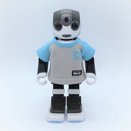 ROBO-UNI＜ロボホン公式ライセンス商品＞ ”ロボホン弟誕生記念第一弾”ロボホンニットTシャツ（スカイブルー×ライトグレー）