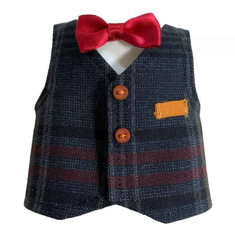 背中開き】赤蝶ネクタイのチェックベスト | Robot Closet - ロボクロ -