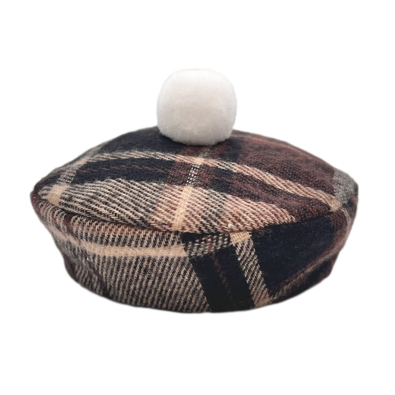 チェック柄ベレー 白ボンボン | Robot Closet - ロボクロ -